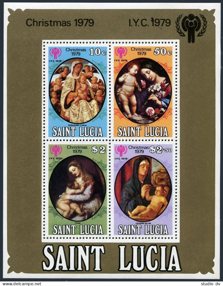 St Lucia 483-486,486a, MNH. Mi 472-475,Bl.19. Christmas,IYC-1979.B.Fungi,C.Dolci - St.Lucia (1979-...)