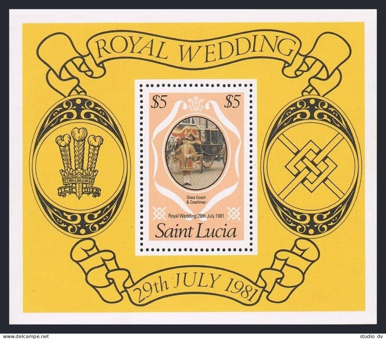 St Lucia 543-54 5perf 14,546,MNH.Mi.543A-545A,Bl.29. Royal Wedding Charles-Diana - St.Lucia (1979-...)