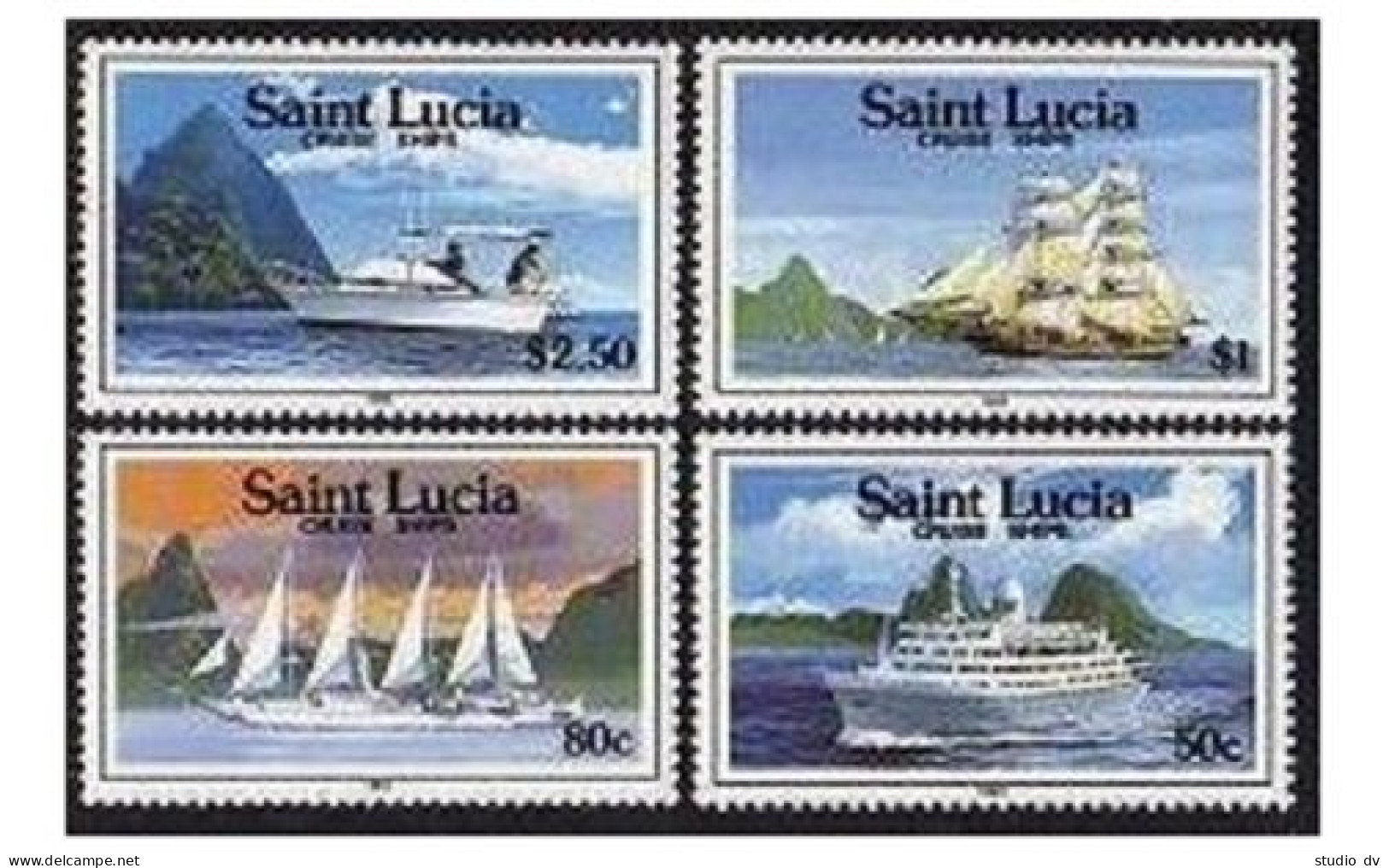 St Lucia 976-979, MNH. Michel 986-989. Cruise Ships, 1990. - St.Lucia (1979-...)