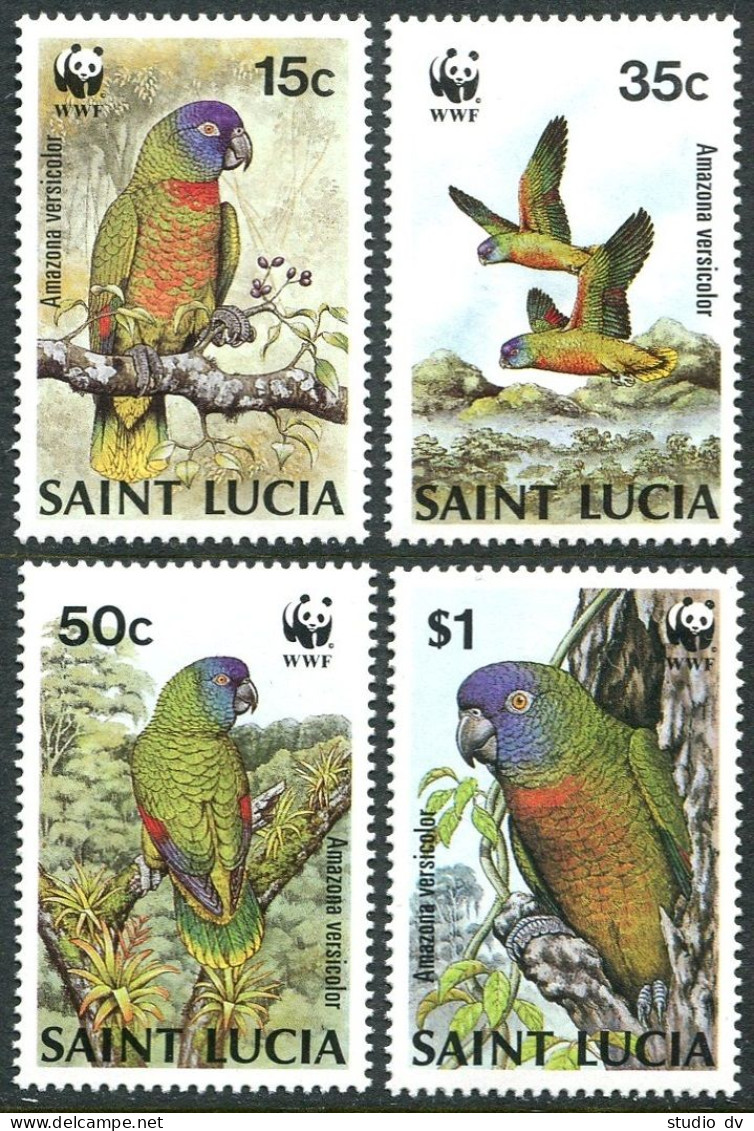 St Lucia 902-905, MNH. Michel 909-912. WWF 1987. Amazonian Parrots, Versicolor. - St.Lucia (1979-...)