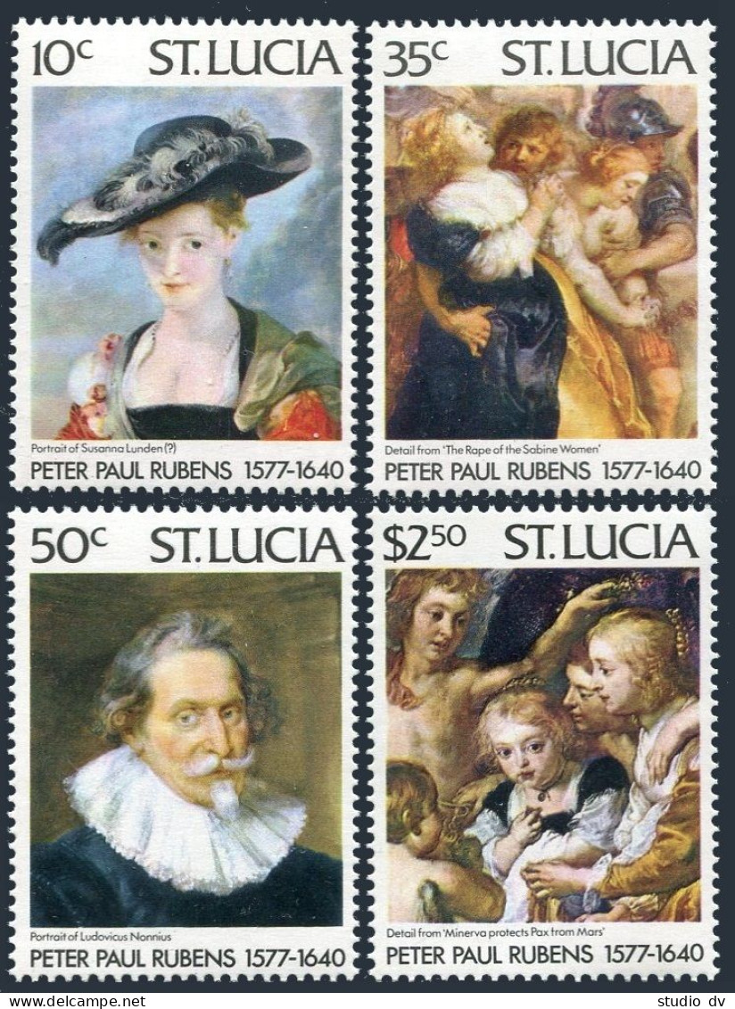 St Lucia 434-437,437a, MNH. Mi 427-430,Bl. Peter Paul Rubens, 400th Birth, 1977. - St.Lucie (1979-...)