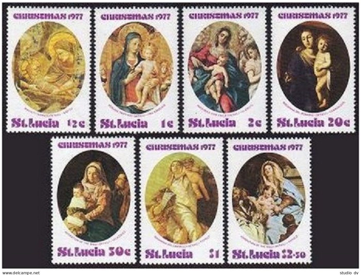 St Lucia 427-433, MNH. Mi 420-426. Christmas 1977. Fra Angelico, Greco, Tiepolo. - St.Lucie (1979-...)