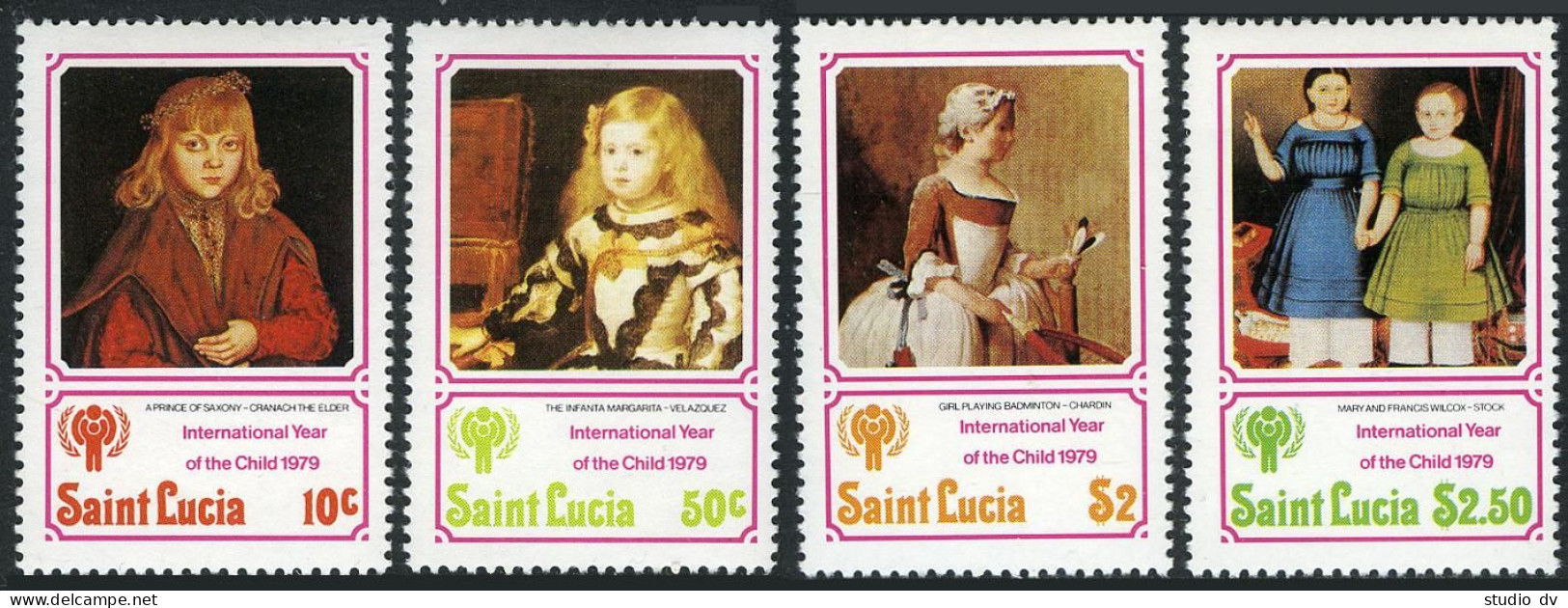St Lucia 473-477, MNH. Michel 462-465,Bl.17. IYC-1979. Cranach Elder, Velazques, - St.Lucia (1979-...)
