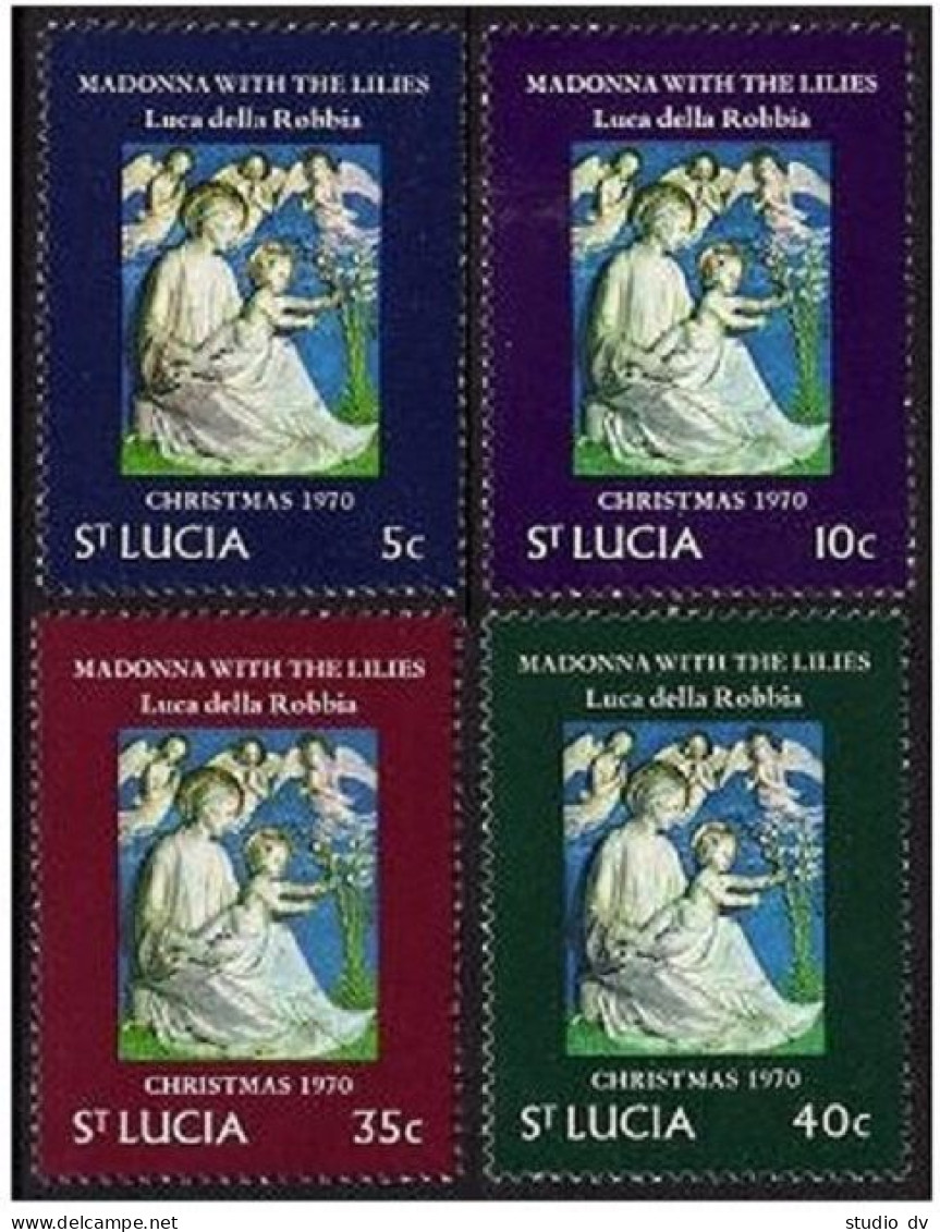 St Lucia 286-289, MNH. Mi 278-281. Christmas 1970. Madonna, Lilies, Luca Robbia. - St.Lucia (1979-...)