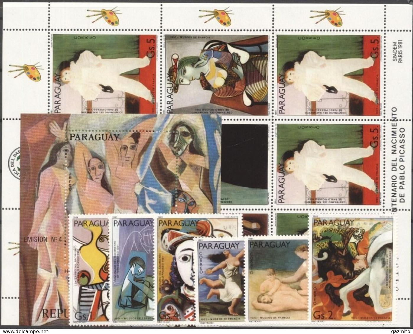 Paraguay 1981, Art, Picasso, 6val +BF +Shettelet - Picasso