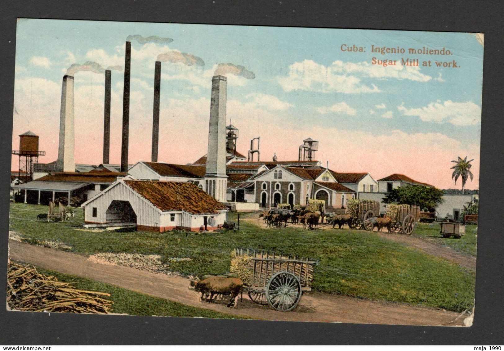 CUBA  TO GERMANY, AUSTRIA - POSTCARD "SUGAR MILL AT WORK" - 1920. - Otros & Sin Clasificación