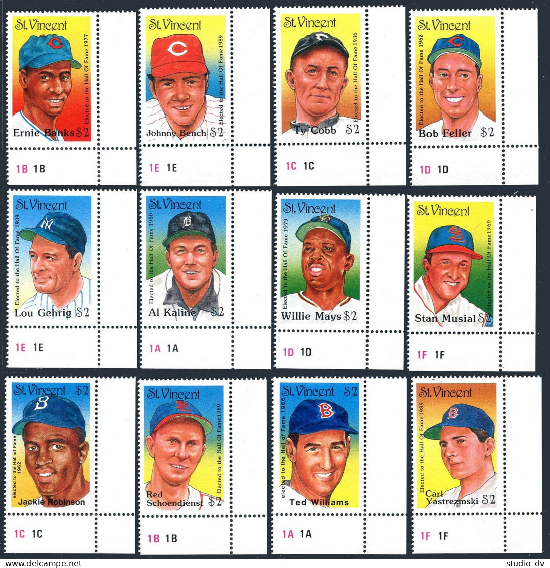 St Vincent 1211-1222, 1223, MNH. 1989 Baseball All-Star Game, Anaheim, CA. - St.Vincent (1979-...)