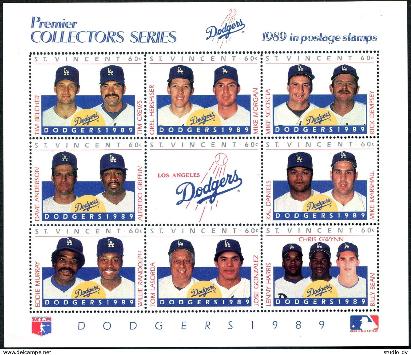 St Vincent 1234-1235 Ai Sheets, MNH. Major League Baseball, 1989. LA Dodgers. - St.Vincent (1979-...)