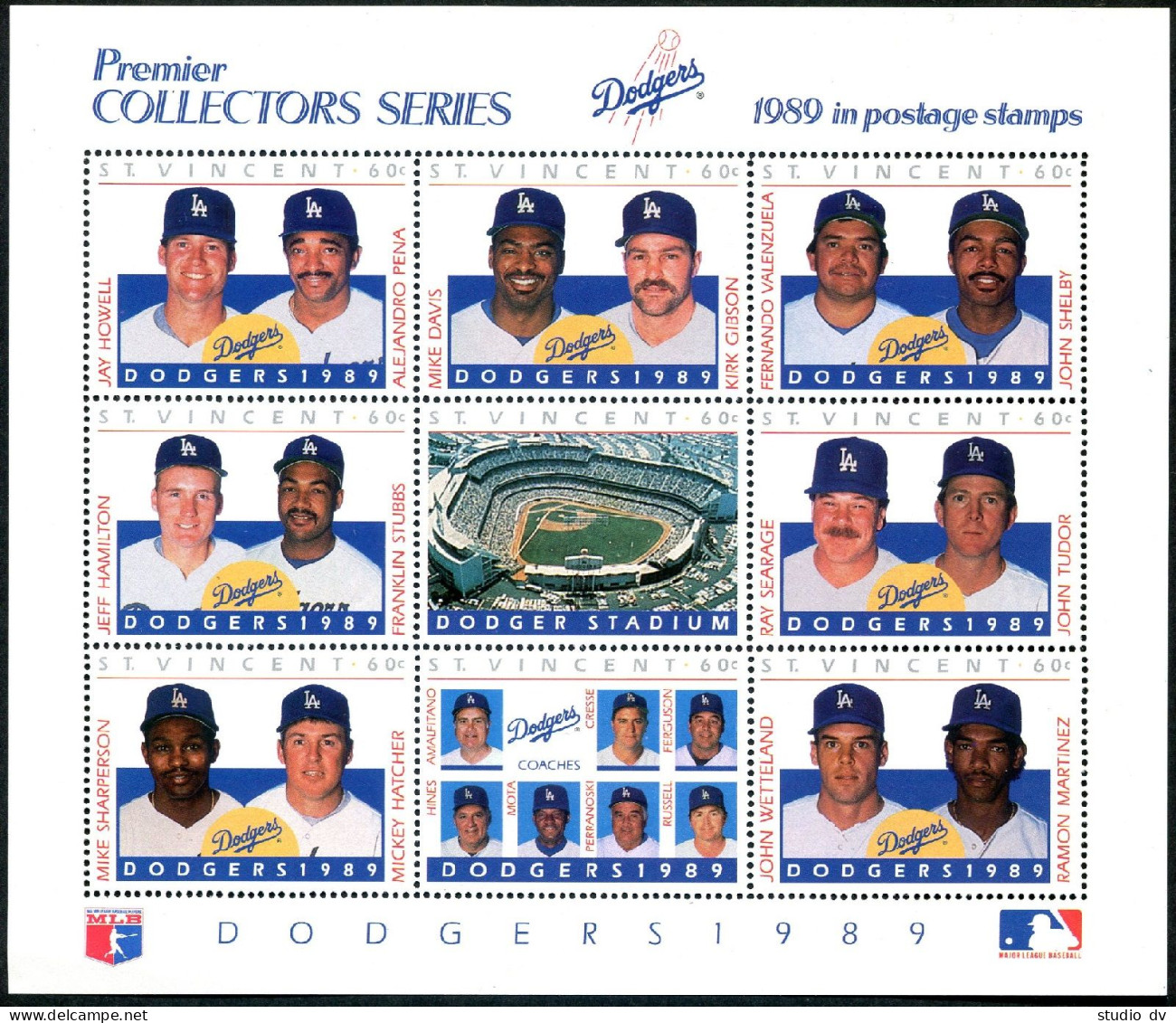 St Vincent 1234-1235 Ai Sheets, MNH. Major League Baseball, 1989. LA Dodgers. - St.Vincent (1979-...)