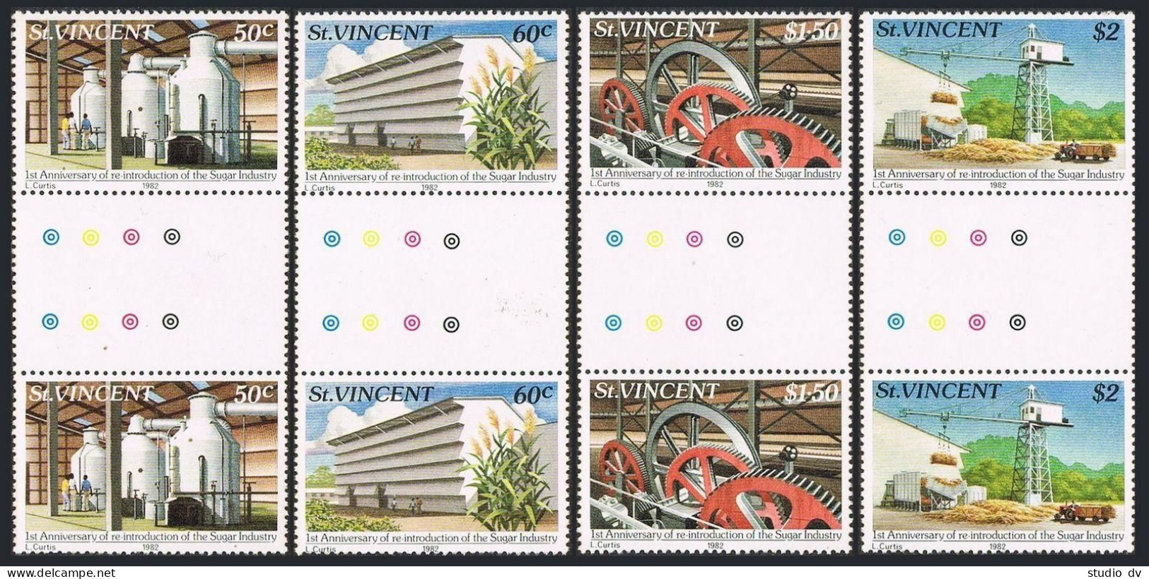 St Vincent 639-642 Gutter,MNH.Mi 623-626. Re-introduction Of Sugar Industry,1982 - St.Vincent (1979-...)