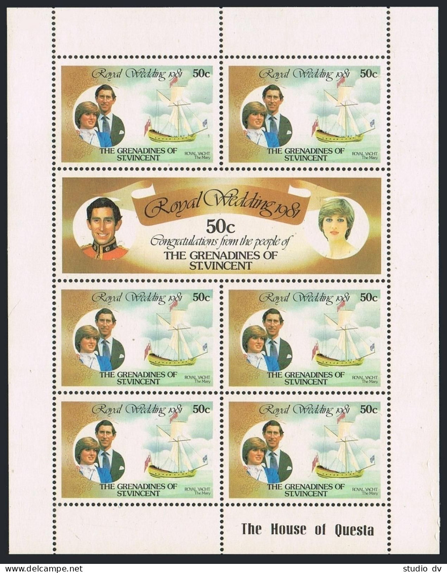 St Vincent Gren 209-214 Sheets,MNH. Royal Wedding 1981.Prince Charles,Lady Diana - St.Vincent (1979-...)