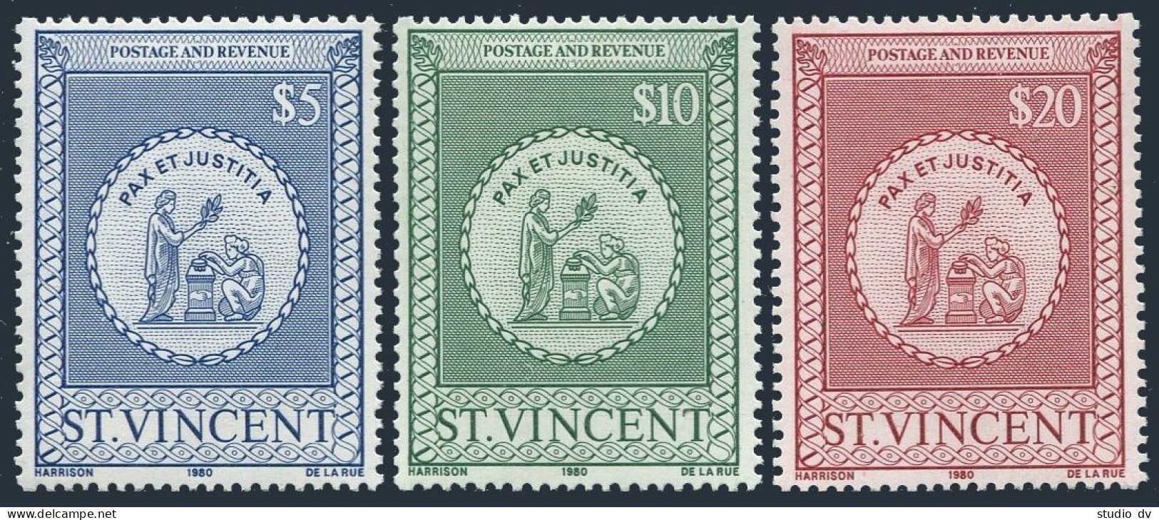 St Vincent AR4-AR6,MNH.Michel PC 4-6. 1980.Fiscal Stamps. 1980.State Seal. - St.Vincent (1979-...)