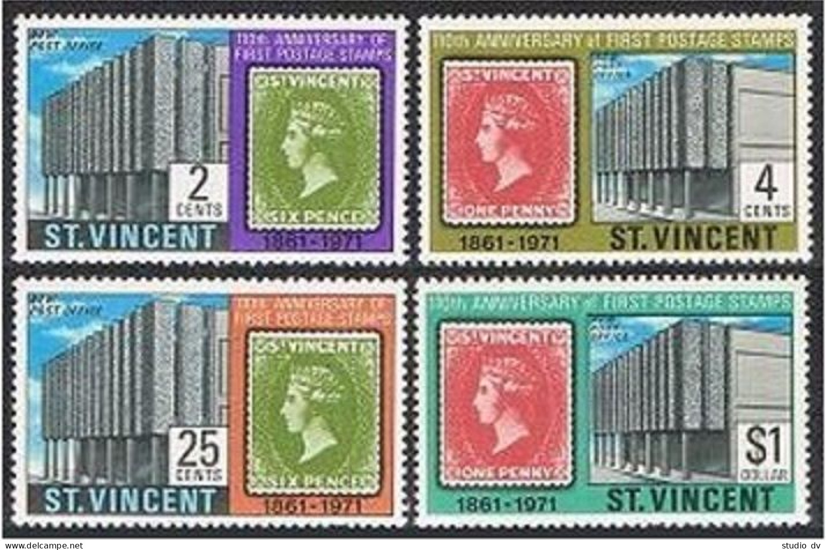 St Vincent 312-315, MNH. Mi 291-294. 1st Stamp Of St Vincent Centenary, 1971. - St.Vincent (1979-...)