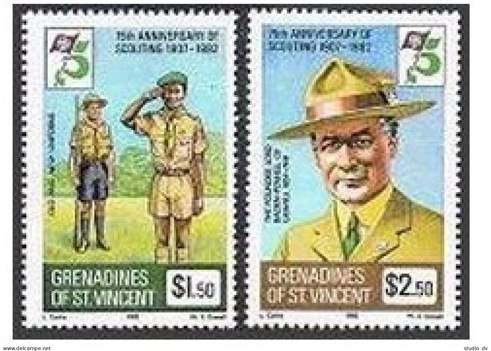 St Vincent Gren 246-247,MNH.Michel 247-248. Boy Scouts,75,1982.Lord Baden Powell - St.Vincent (1979-...)