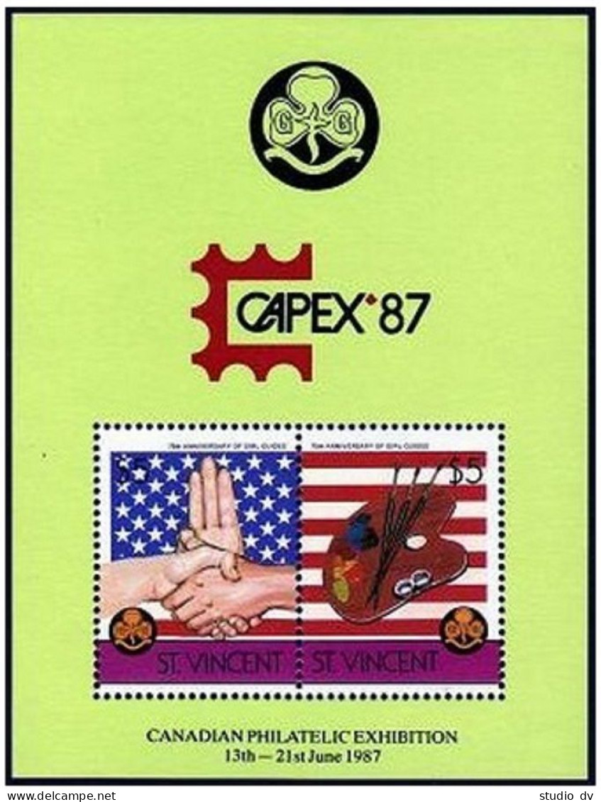 St Vincent 922-922A CAPEX-1987,MNH.Michel Bl.31-32 Var. Scouting Movement-75. - St.Vincent (1979-...)