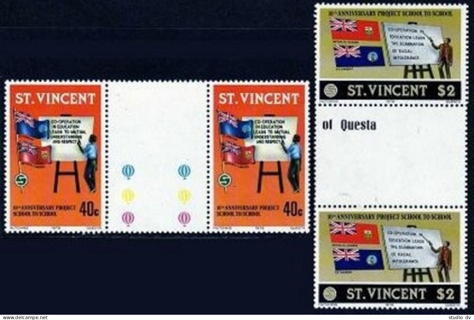 St Vincent 535-536 Gutter,MNH.Michel 506-507. Project School To School,1978. - St.Vincent (1979-...)
