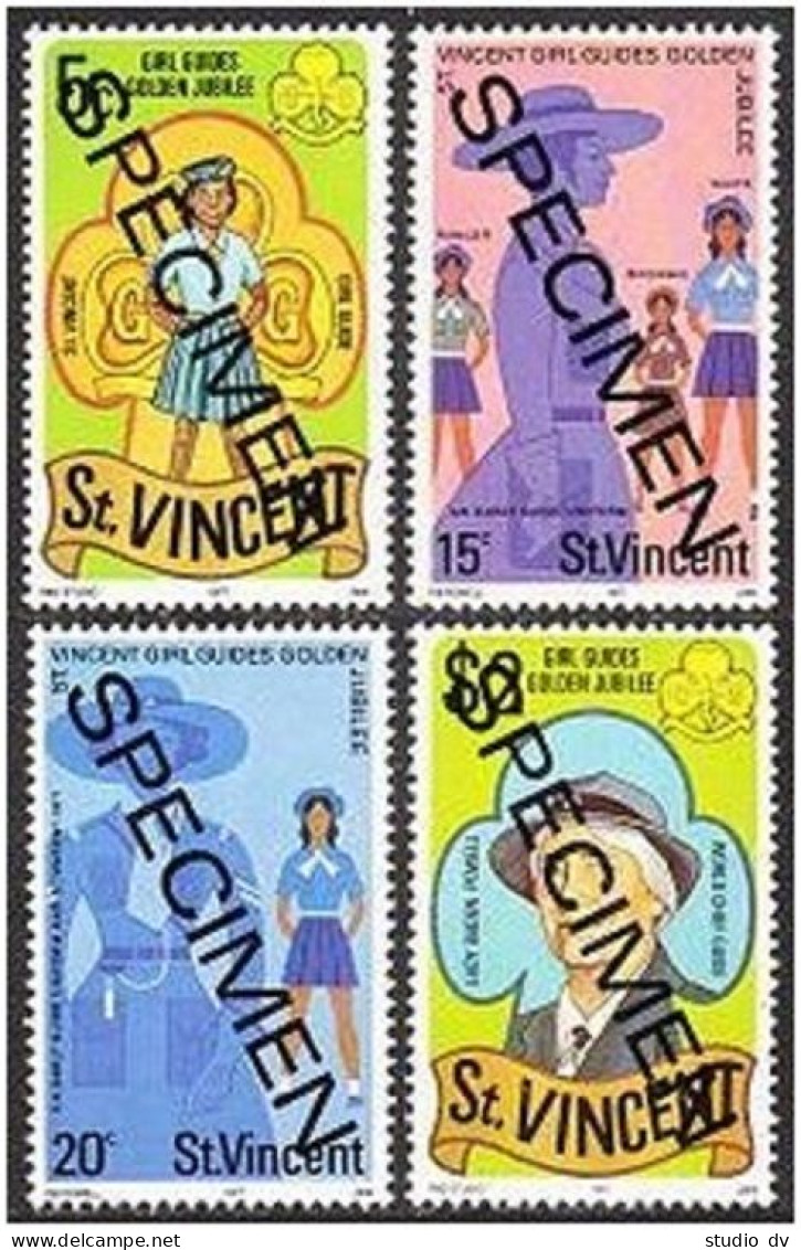 St Vincent 504-507 SPECIMEN,MNH.Mi 480-483. Girl Guides-50,1977.Baden-Powell. - St.Vincent (1979-...)