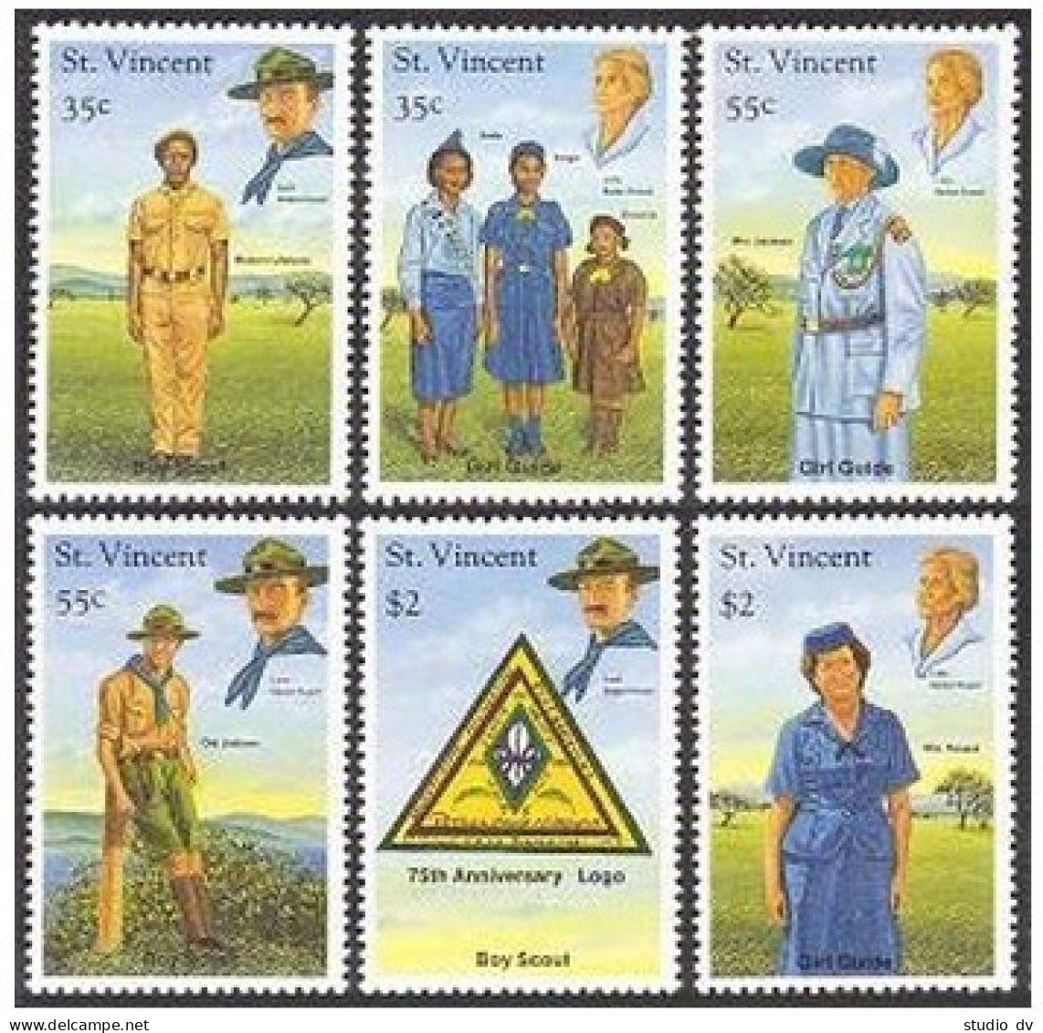 St Vincent 1280-1287, MNH. Boy Scouts, Girl Guides 1989. - St.Vincent (1979-...)