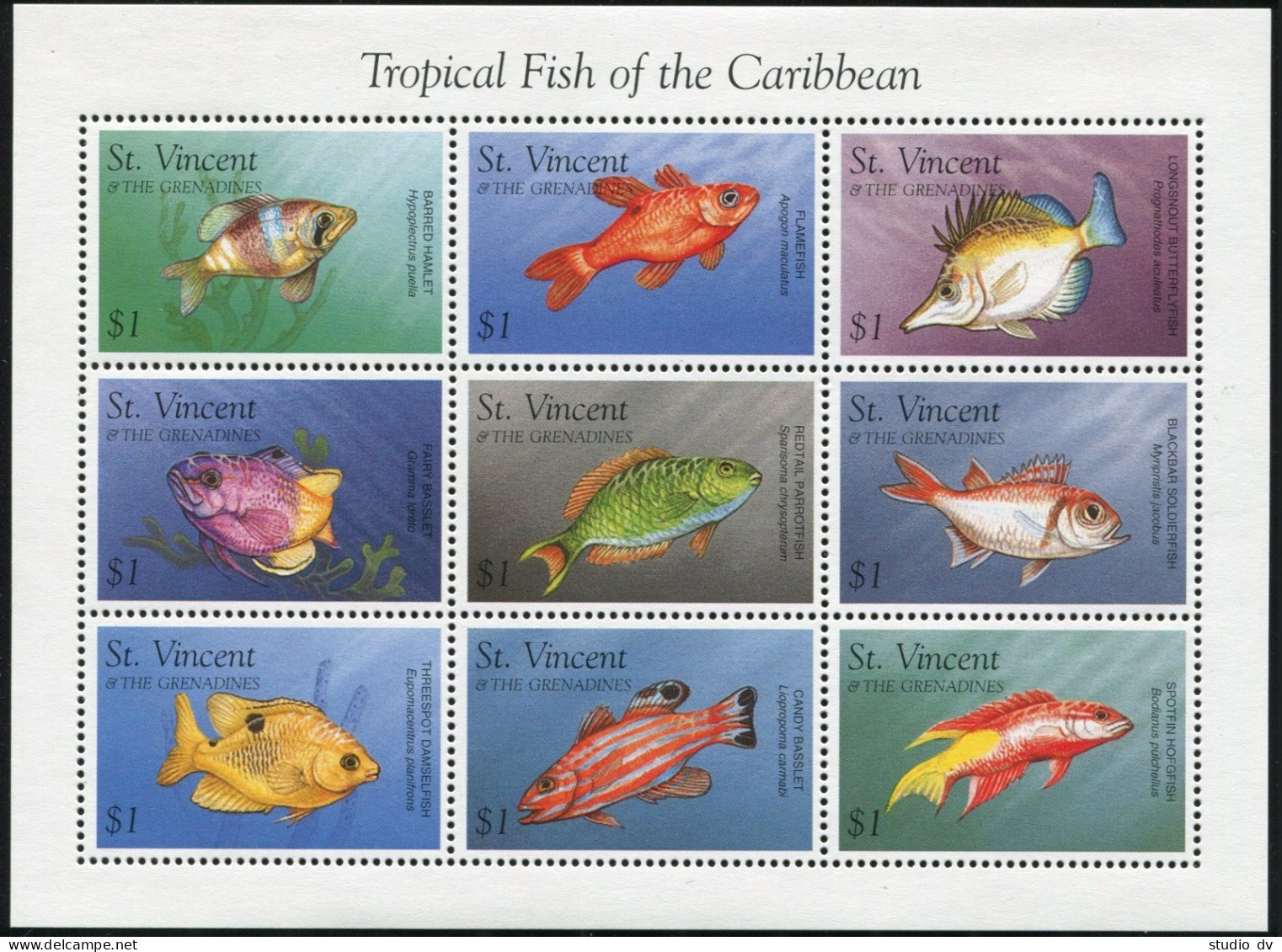 St Vincent 2329-2332,2333-2334,MNH.Mi 3672-3684. Marine Life Of Caribbean:Fish, - St.Vincent (1979-...)