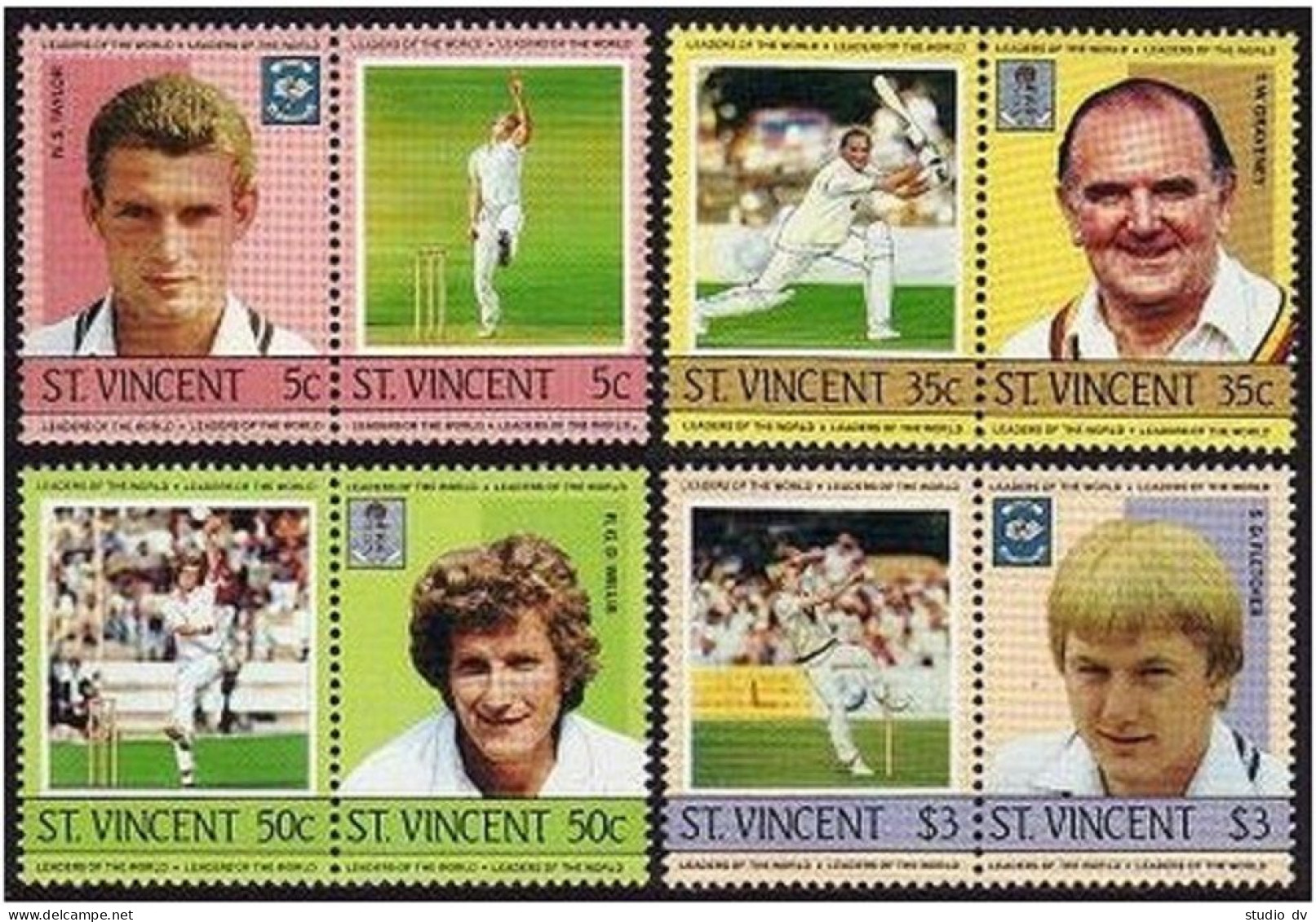 St Vincent 795-798 Ab Pairs,MNH.Michel 778-785. Cricket Players,1985. - St.Vincent (1979-...)