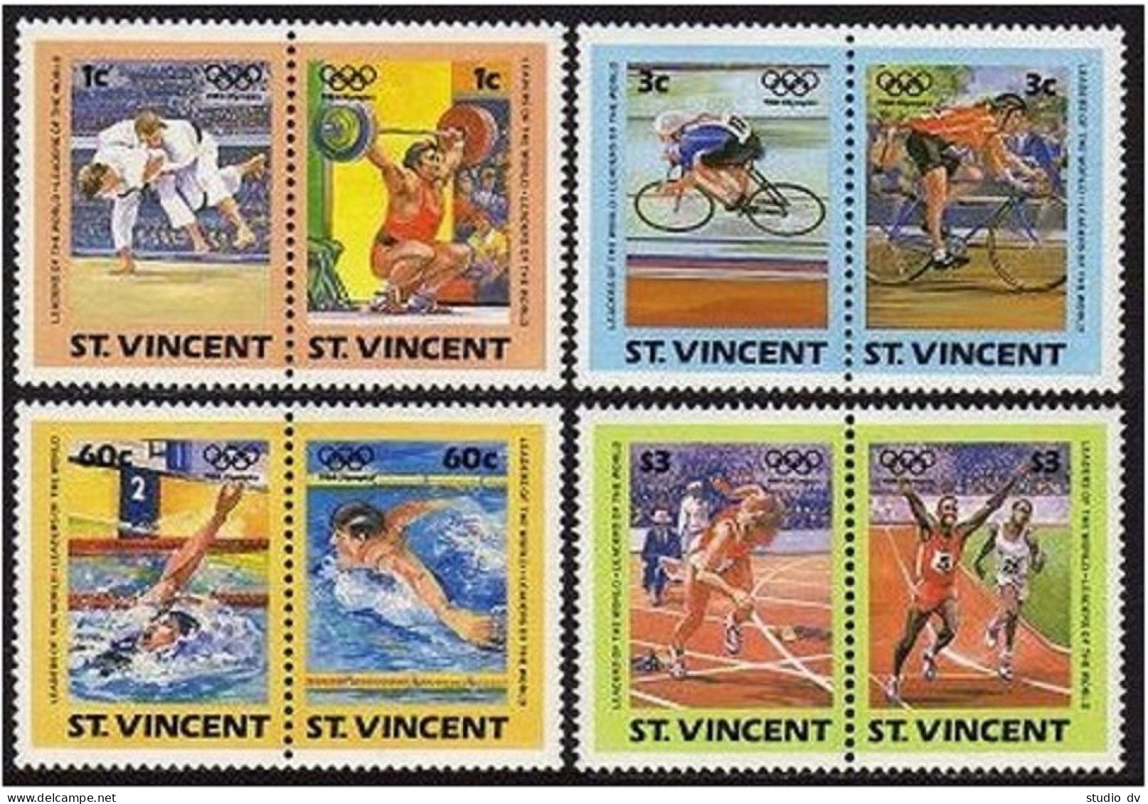 St Vincent 765-768 Pairs,MNH.Mi 748-755. Olympics Los Angeles-1984.Judo,Cycling, - St.Vincent (1979-...)