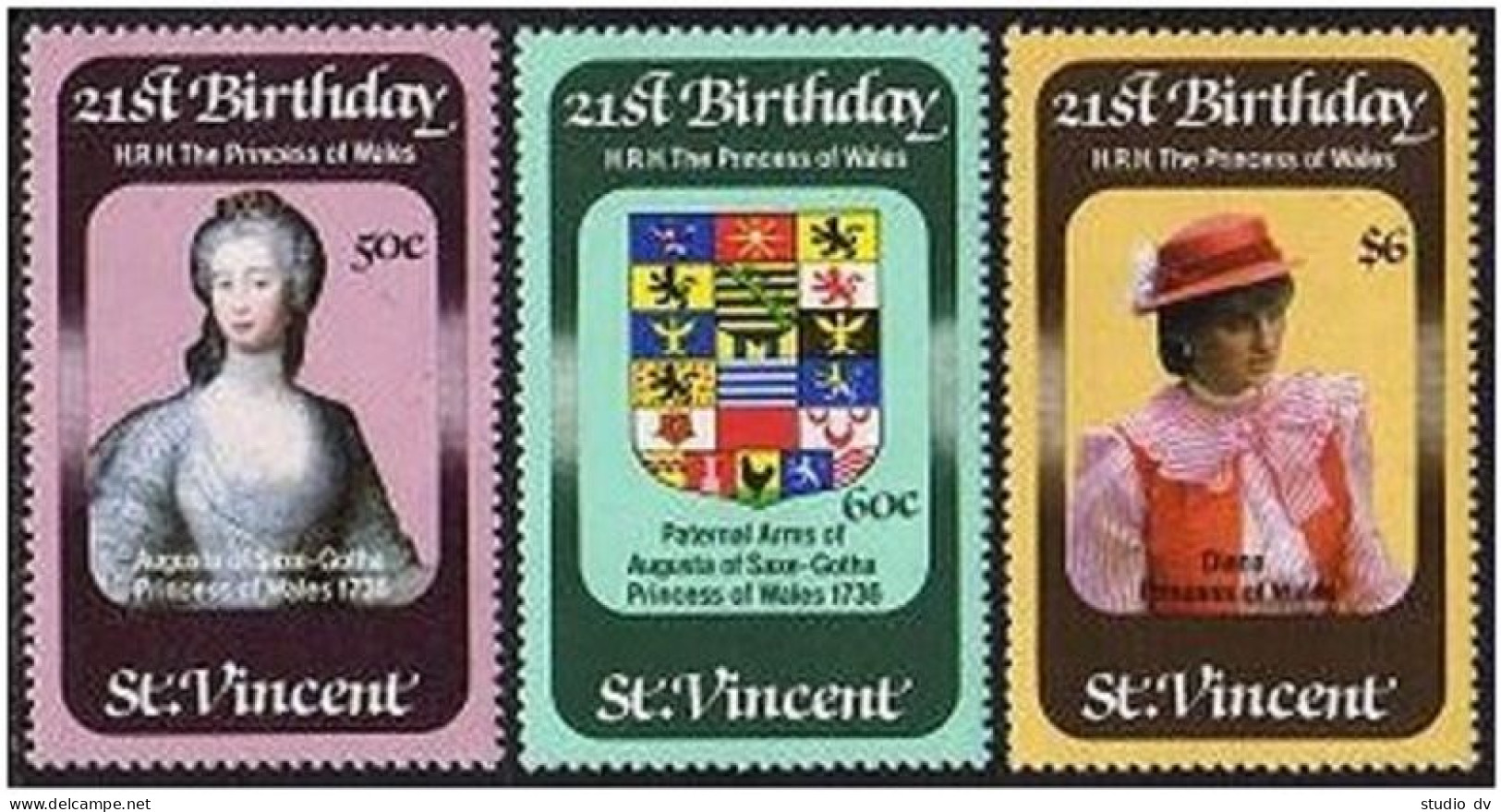 St Vincent 647-649,MNH.Michel 627-629. Princess Diana,21st Birthday.1982. - St.Vincent (1979-...)
