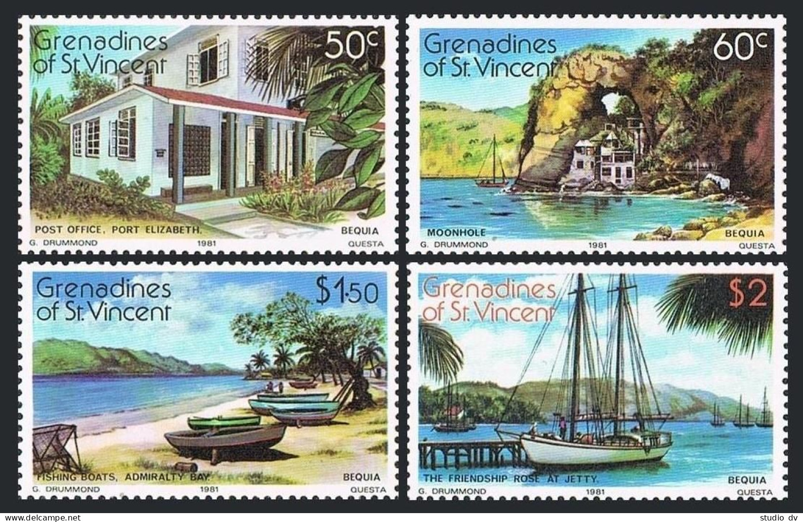 St Vincent Gren 199-202,MNH.Michel 202-205. Views Of Bequia Island.1981.Yachts. - St.Vincent (1979-...)