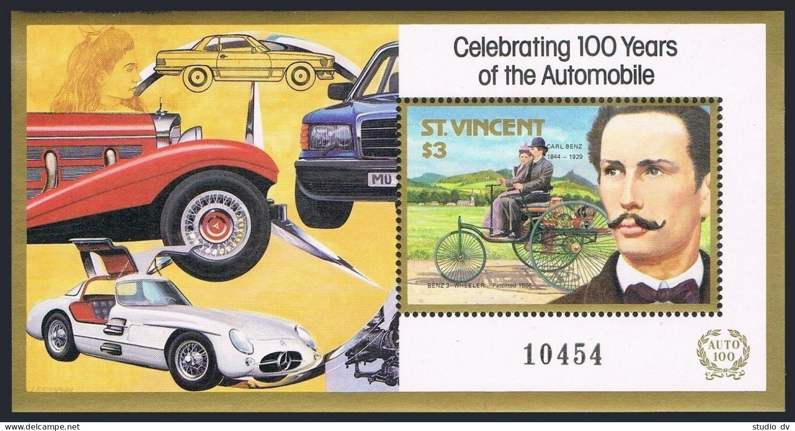St Vincent 1048-1051sheets,MNH.Mi Bl.50-53. Automotive Pioneers & Vehicles,1987. - St.Vincent (1979-...)