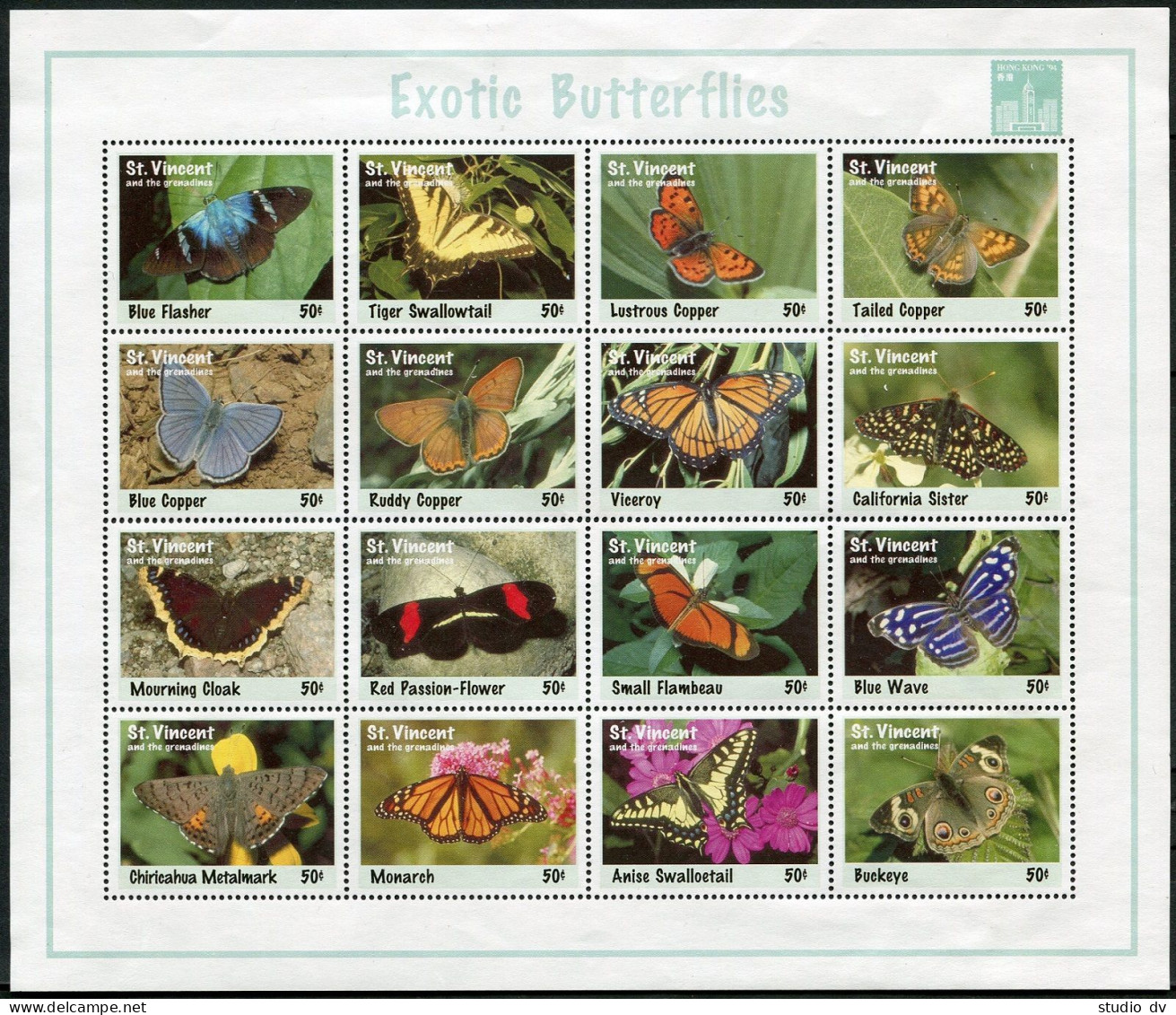 St Vincent 2022 Ap Sheet,MNH.Michel 2683-2698. Exotic Butterflies 1994. - St.Vincent (1979-...)