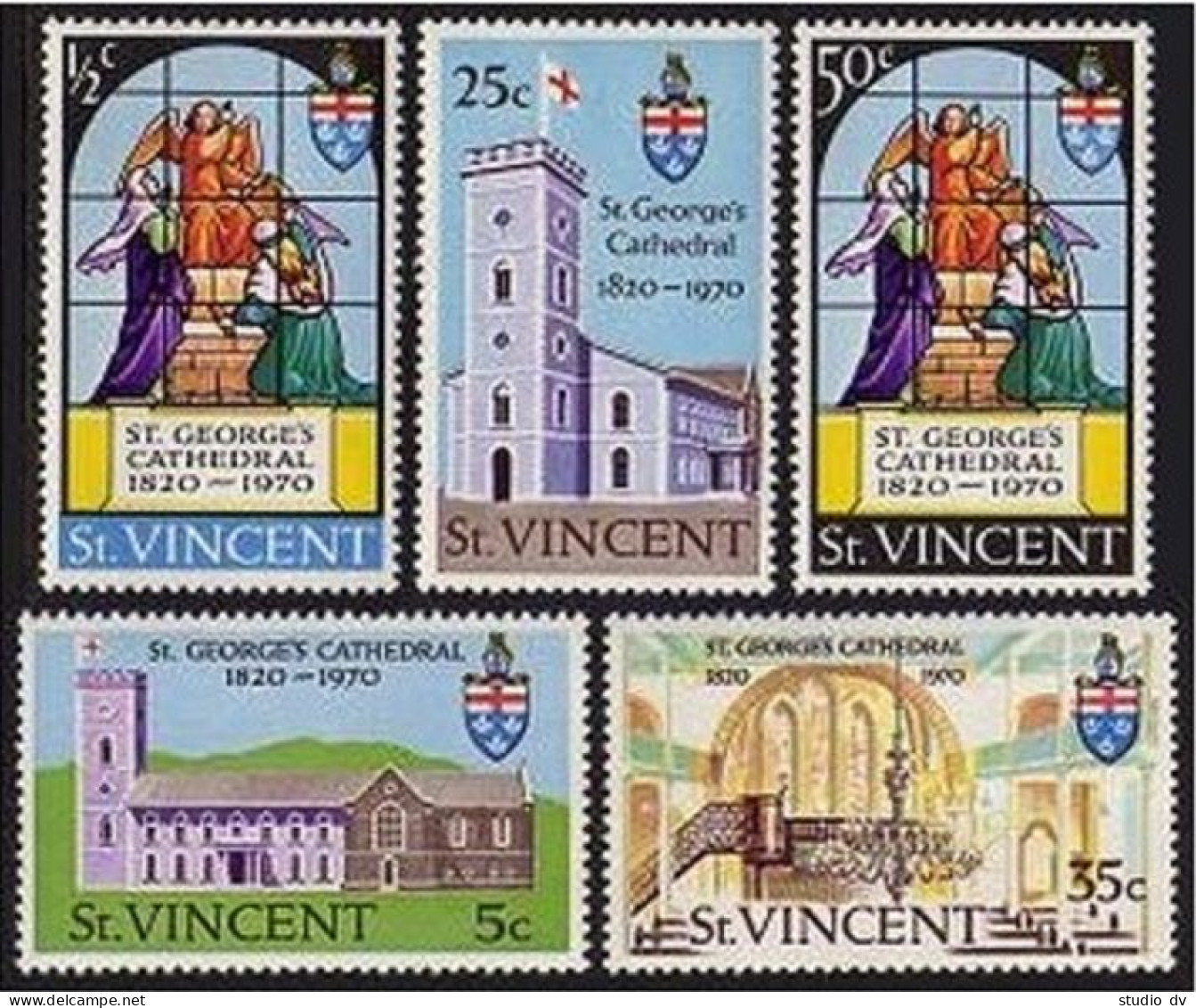 St Vincent 303-307, MNH. Michel 282-286. St George's Anglican Cathedral, 1970. - St.Vincent (1979-...)