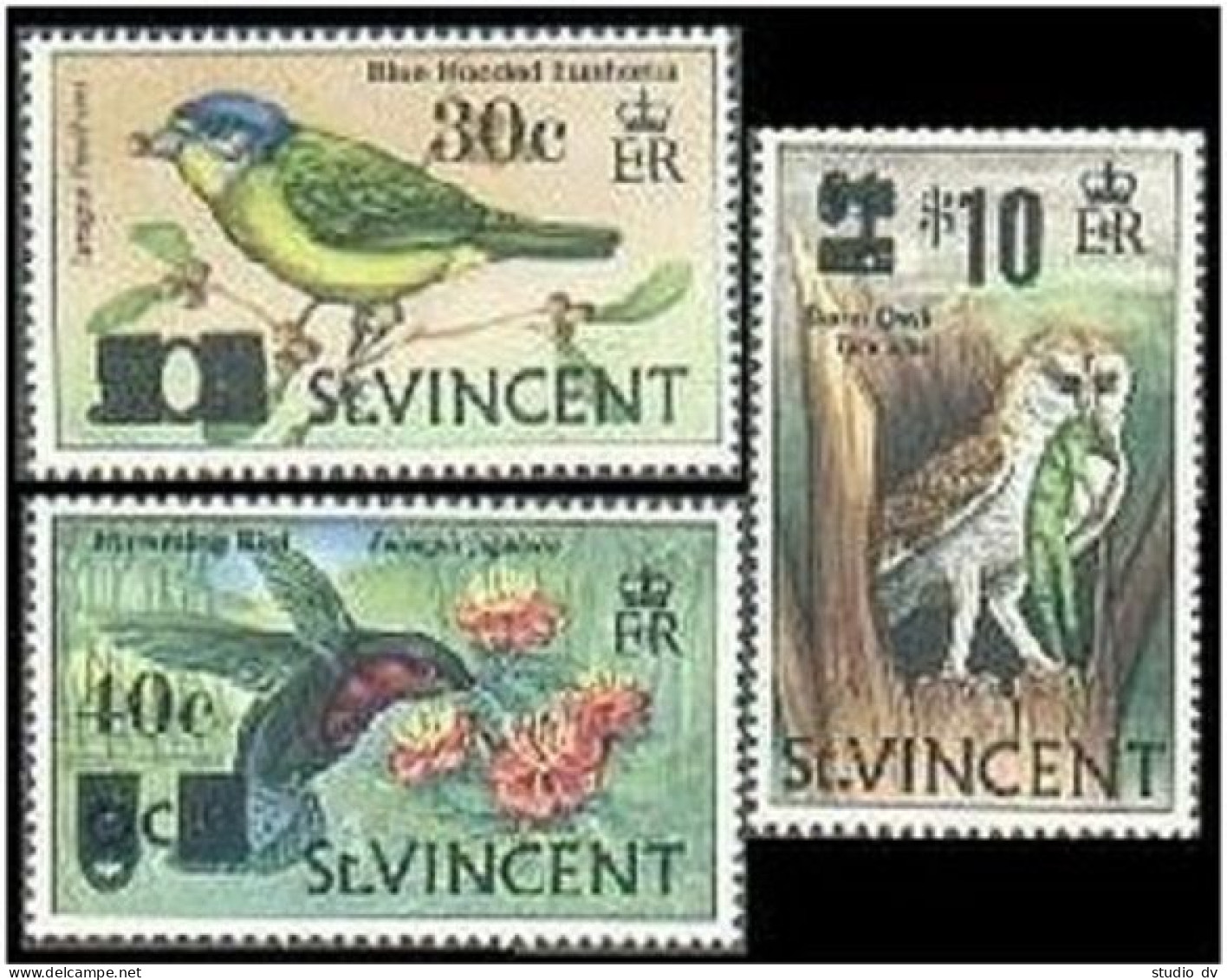St Vincent 364-366,MNH.Michel 343-345. Birds Euphonia,Carib,Barn Owl.Value 1973. - St.Vincent (1979-...)