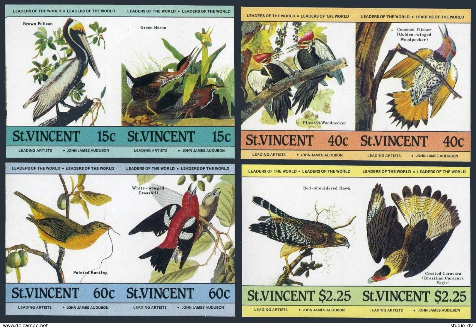 St Vincent 807-810 Imperf Pair,MNH.Michel 790B-797B. John Audubon's Birds,1985. - St.Vincent (1979-...)