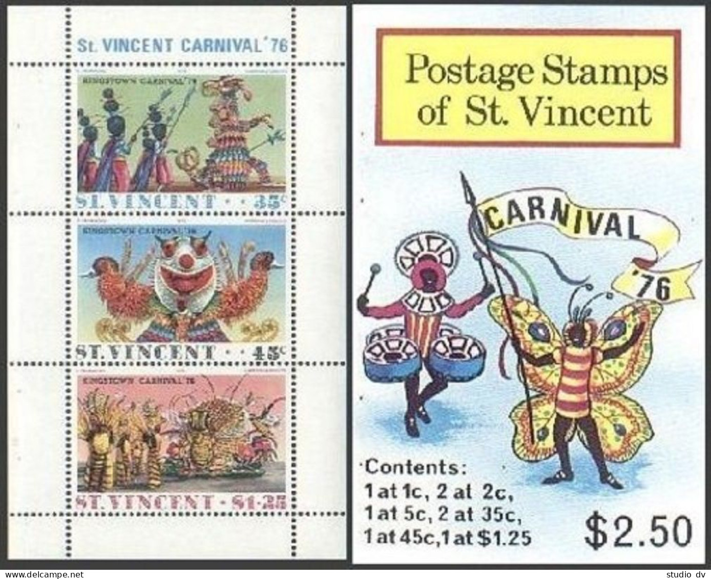 St Vincent 457-460a Booklet, MNH. Michel 433-438. Kingstown Carnival, 1976. Bee. - St.Vincent (1979-...)