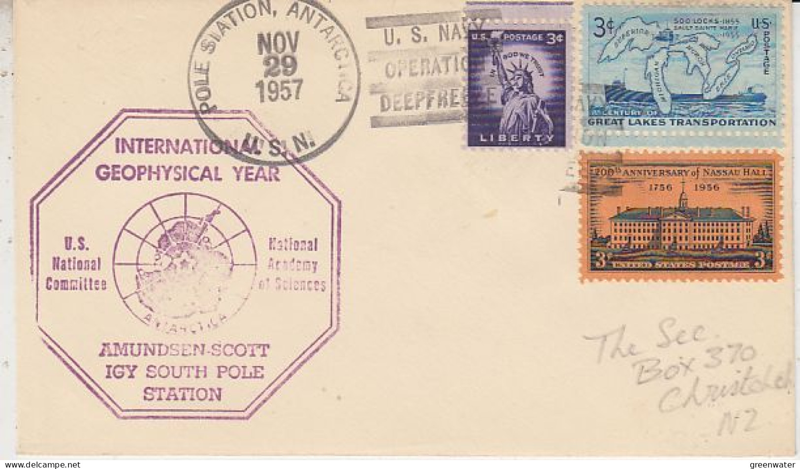 USA 1957 Pole Station Cover IGY Deep Freeze Ca Pole Station NOV 29 1957 (59797) - Année Géophysique Internationale