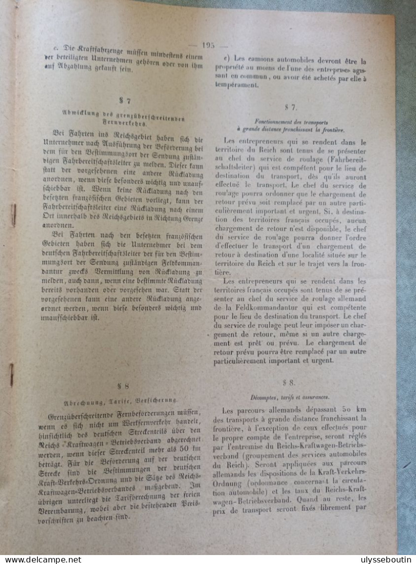 39/45 Verordnungsblatt Des Militärsbefehlshaber In Frankreich. Journal Officiel. 19 Mars 1941 - Documenten