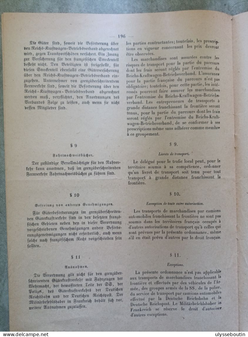 39/45 verordnungsblatt des militärsbefehlshaber in Frankreich. Journal officiel. 19 mars 1941