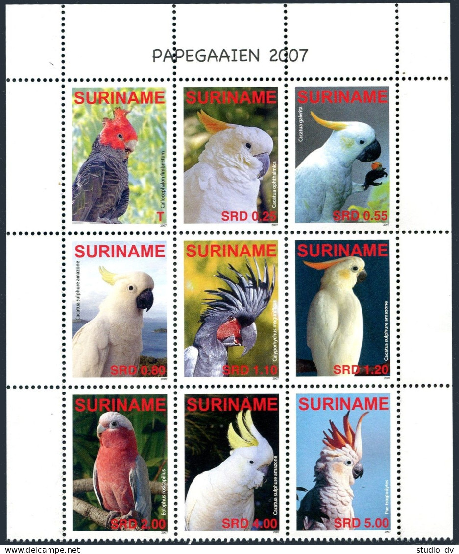 Surinam 1354 Ai Block, MNH. Parrots 2007. - Surinam