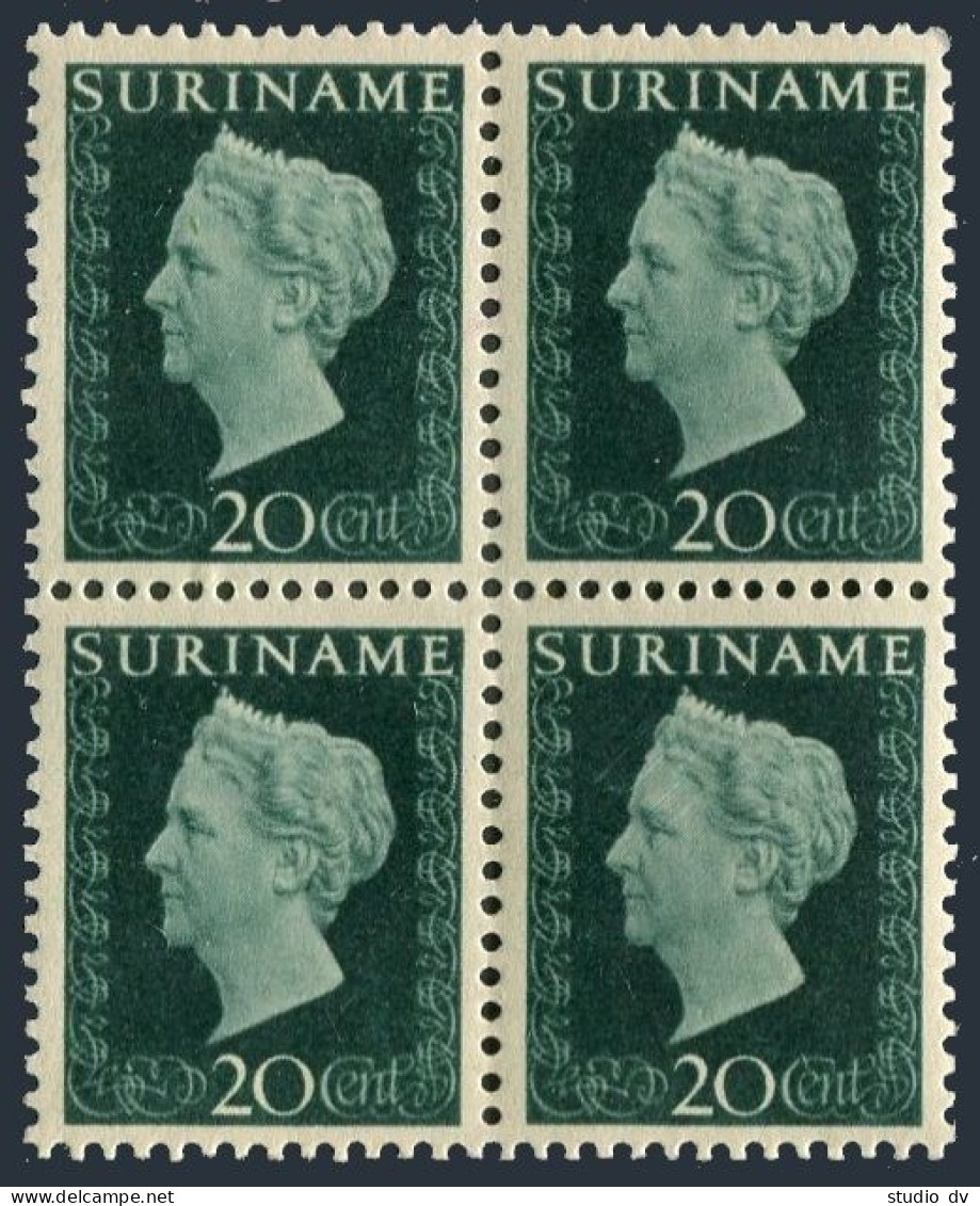 Surinam 224 Block/4, MNH. Michel 296. Definitive 1948. Queen Wilhelmina. - Suriname