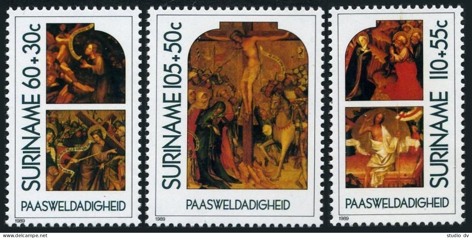 Surinam B371-B373, MNH. Michel 1291-1293. Easter 1989. Hungarian Altarpieces. - Suriname