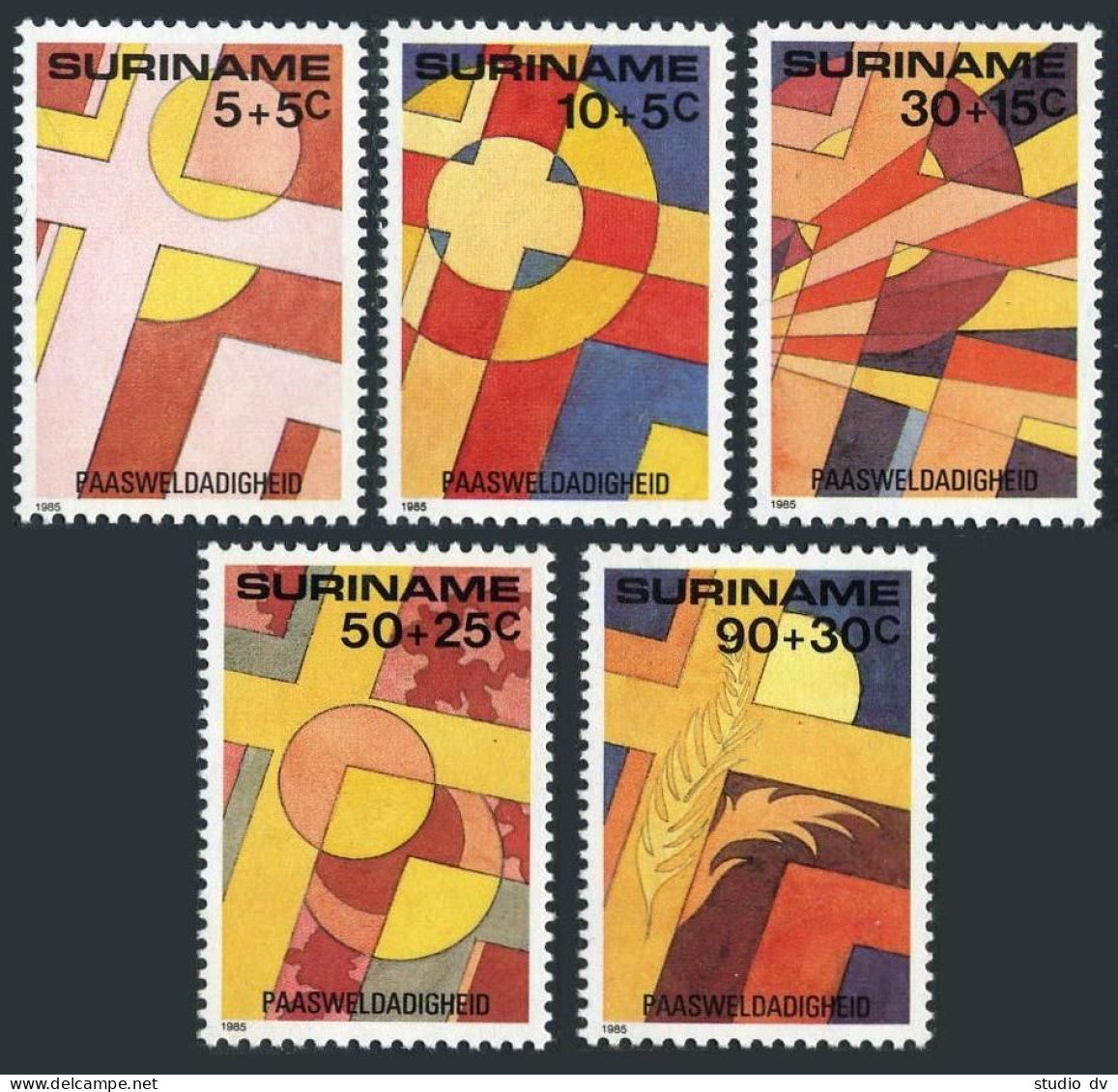 Surinam B323-B327, MNH. Michel 1125-1129. Easter 1985. Surtax For Child Welfare. - Surinam