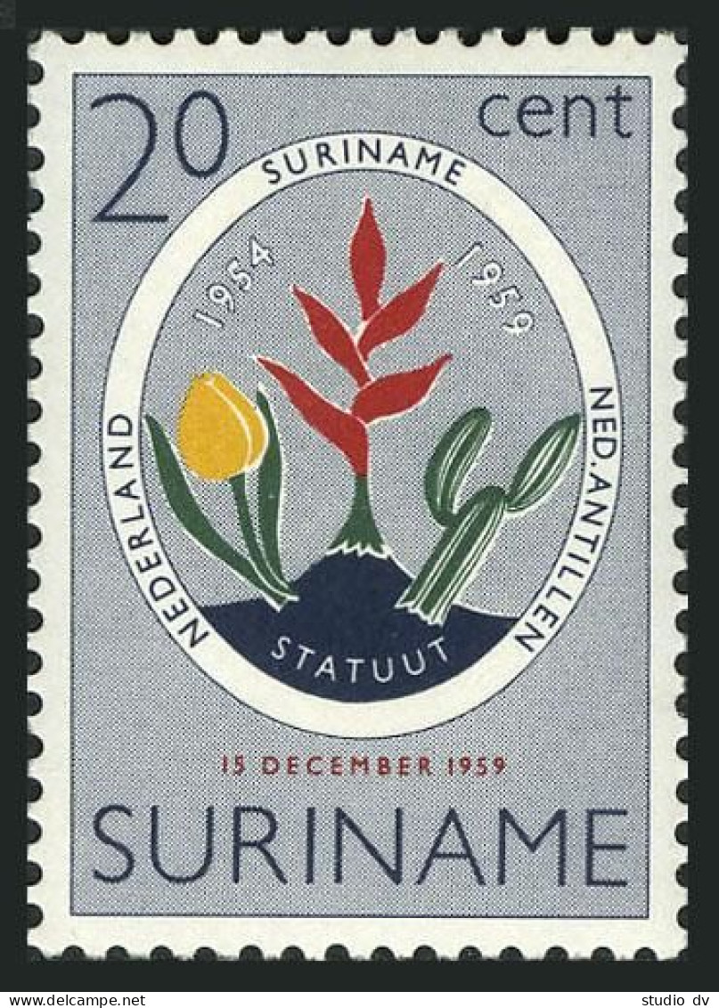 Surinam 276, MNH. Michel 370. Constitution, 5th Ann. 1959. Symbolic Flowers. - Suriname