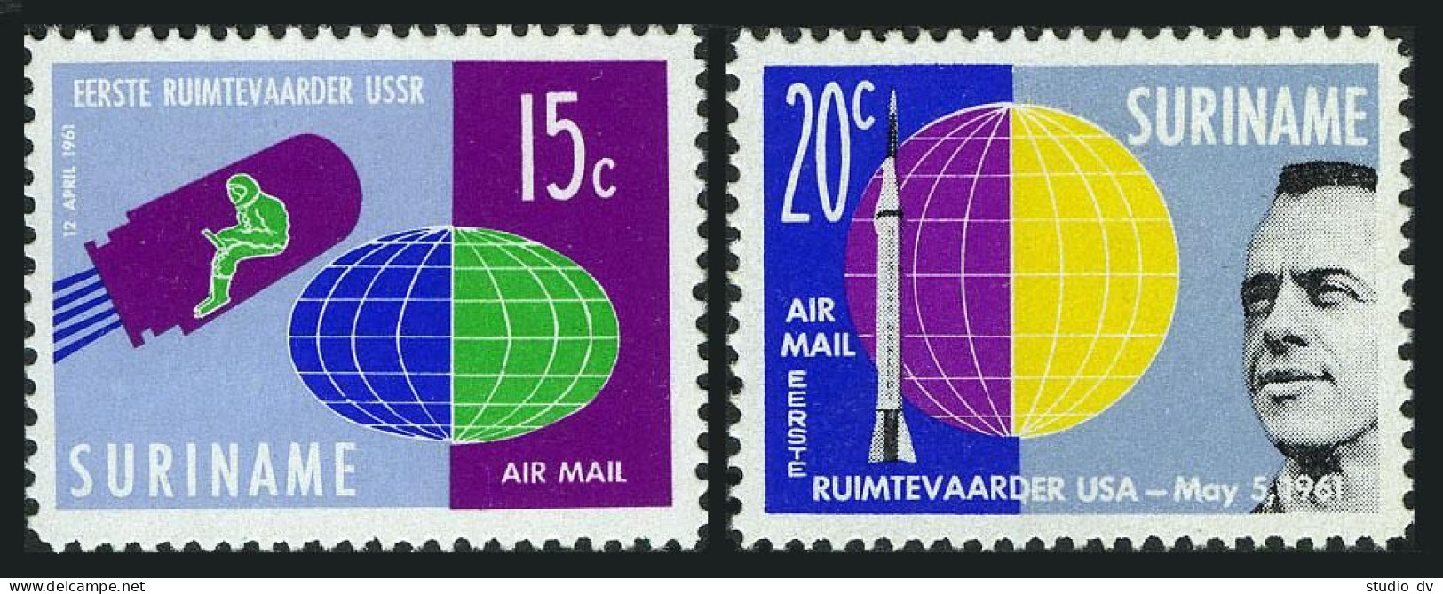 Surinam C28-C29, MNH. Michel 306-407. Man In Space, 1961. Gagarin, Shepard. - Suriname