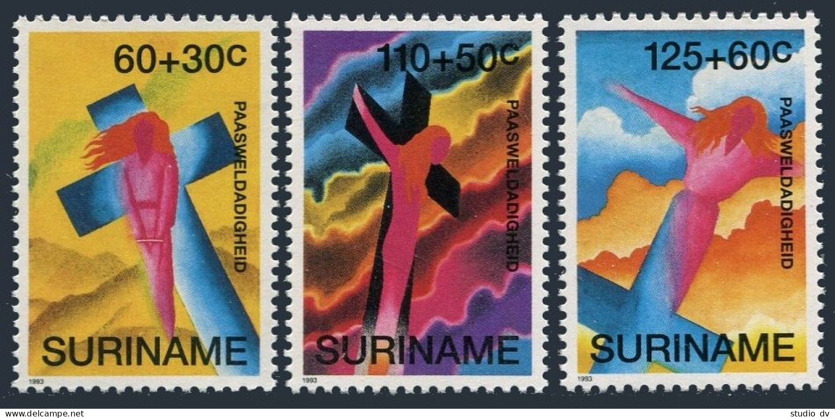 Surinam B395-B397, MNH. Michel 1435-1437. Easter 1993. Message From Christ, - Surinam