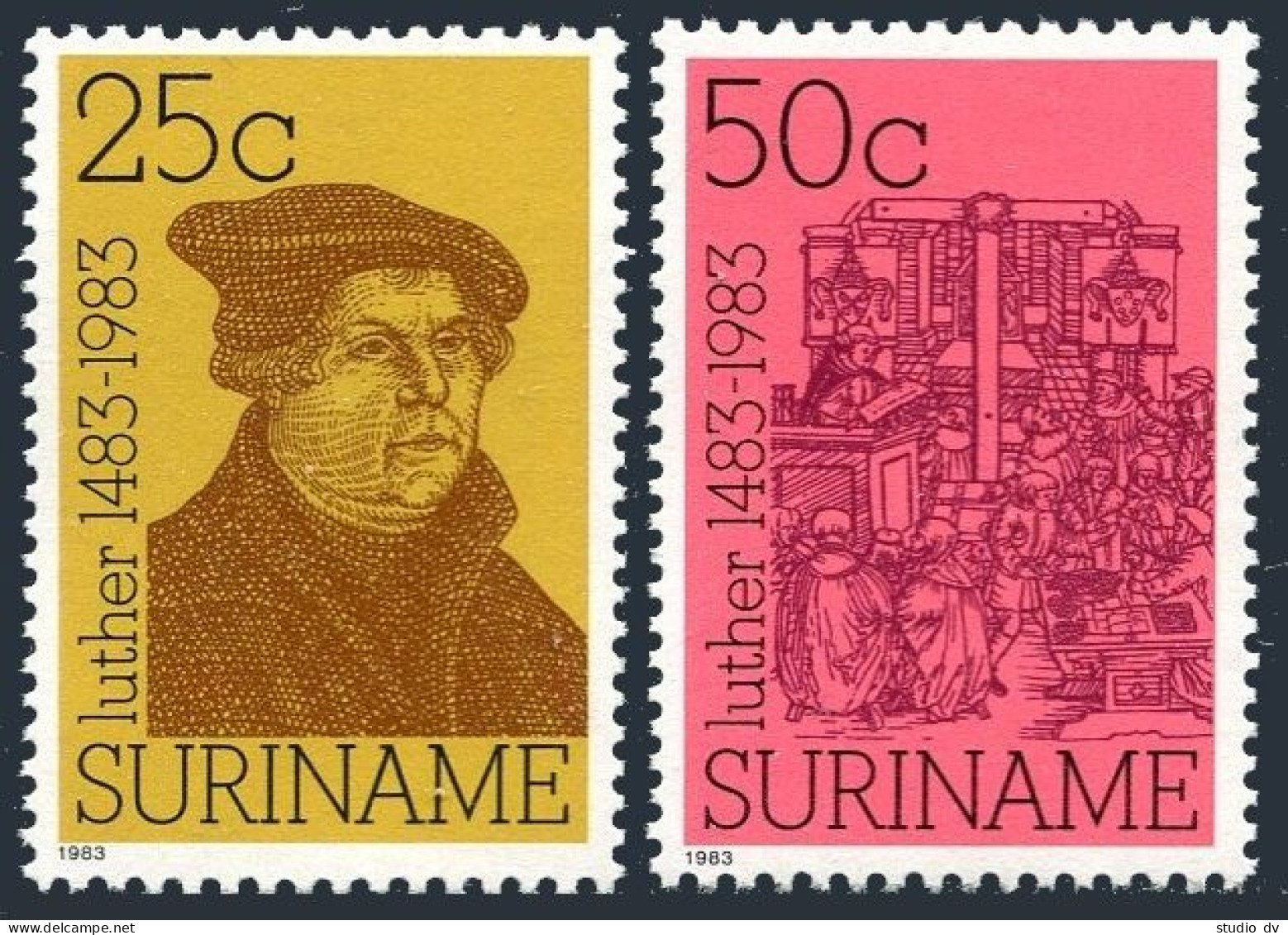 Surinam 661-662, MNH. Michel 1063-1064. Martin Luther, 500th Birth Ann. 1983.  - Surinam