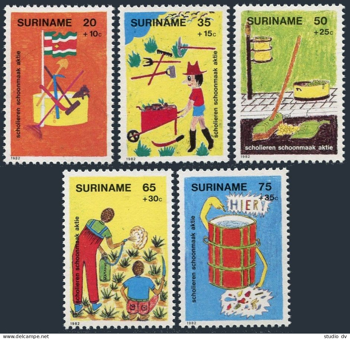 Surinam B294-B298,B298a, MNH. Mi 997-1001, Bl.35. Child Welfare 1982. Drawings. - Surinam