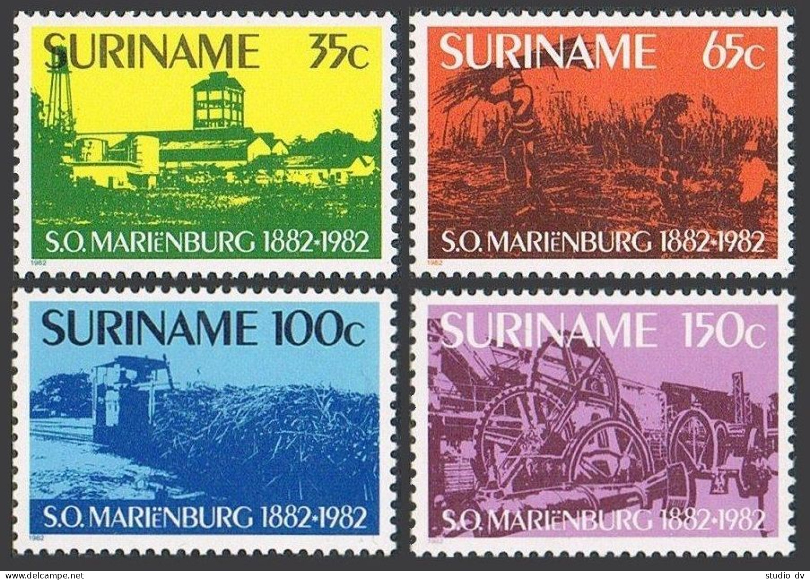 Surinam 606-609, MNH. Michel 993-996. Marienburg Sugar Company, 100, 1982. - Surinam