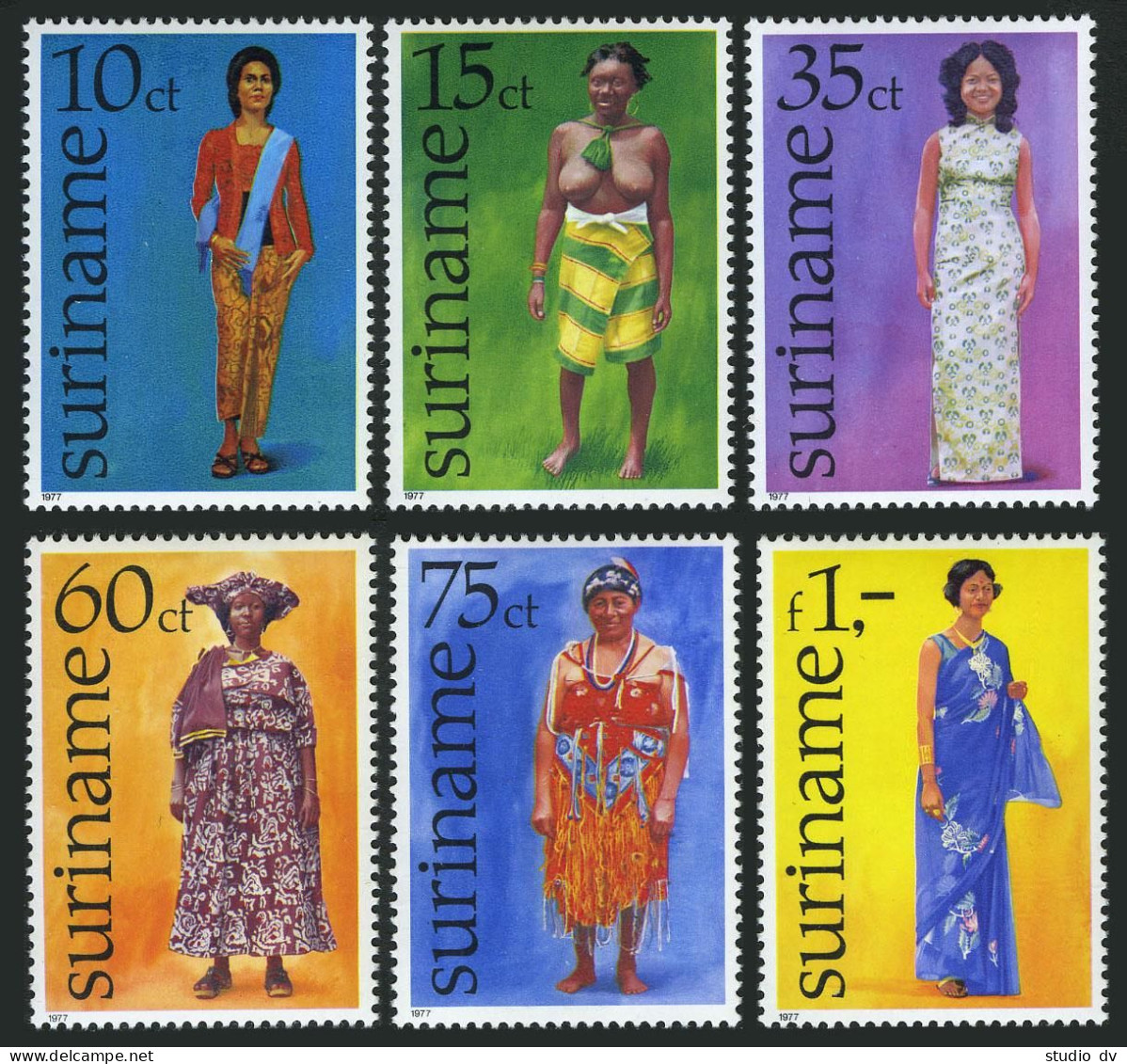 Surinam 465-470,MNH.Michel 753-758. Women Costume,1977. - Surinam