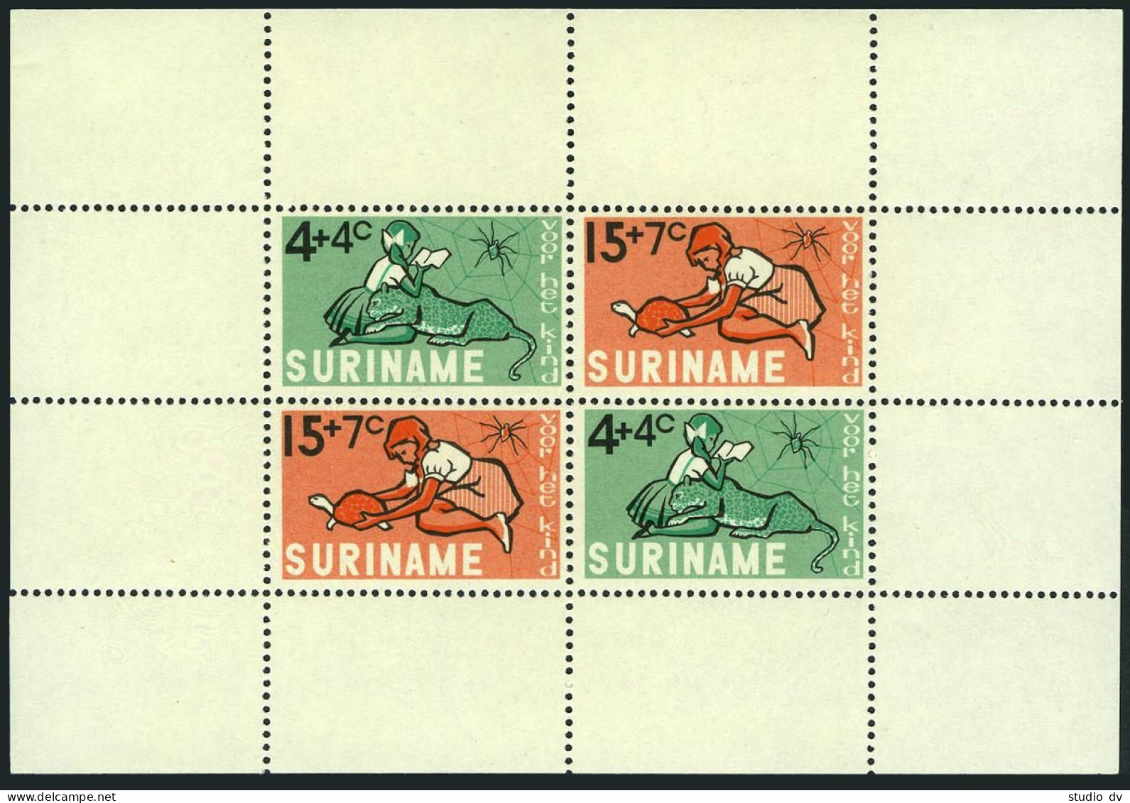 Surinam B116-B119, B118a, MNH. Mi 478-481,Bl.4. Children,panther,monkey,spider, - Surinam