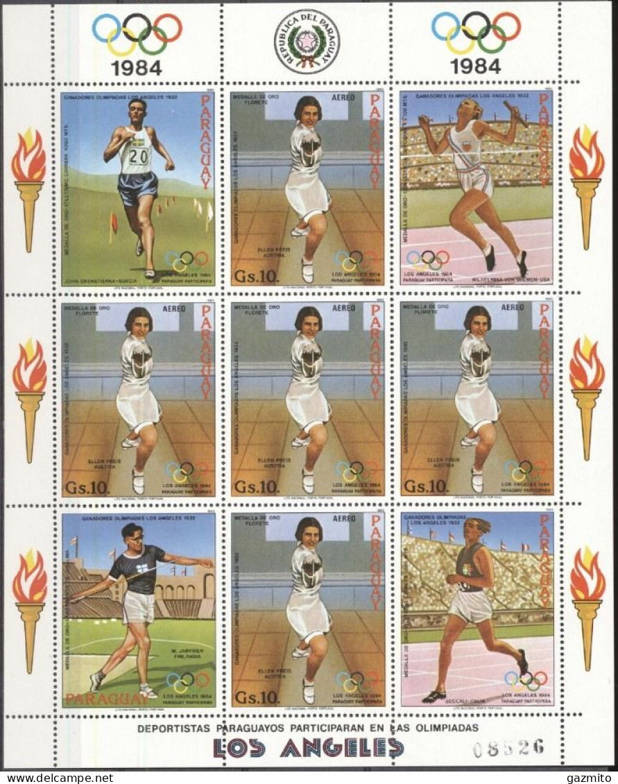 Paraguay 1983, Olympic Games In Los Angeles, Fence, Sheetlet - Esgrima