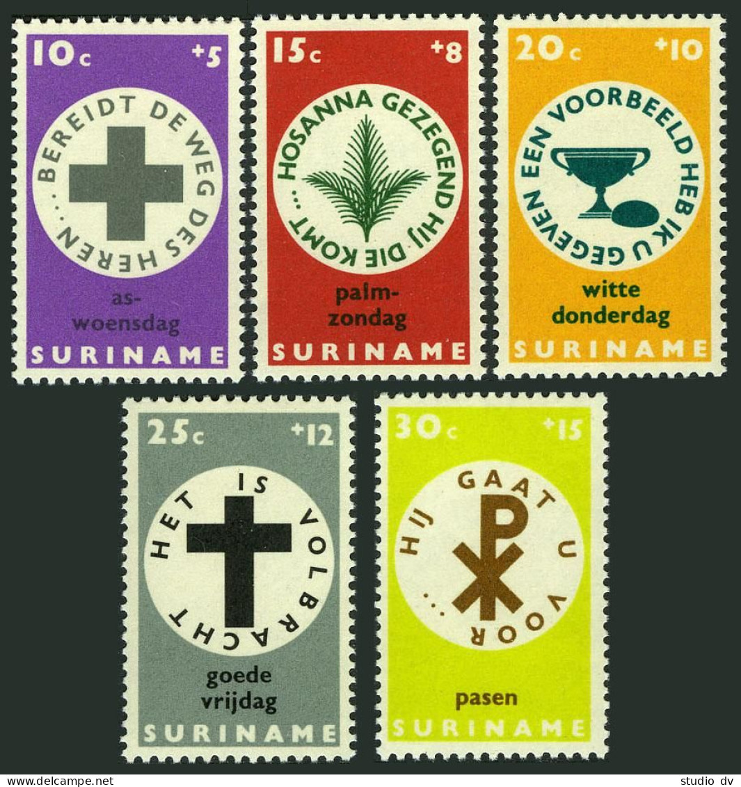 Surinam B142-B146, MNH. Michel 533-537. Easter Charities 1968. Symbols. - Suriname